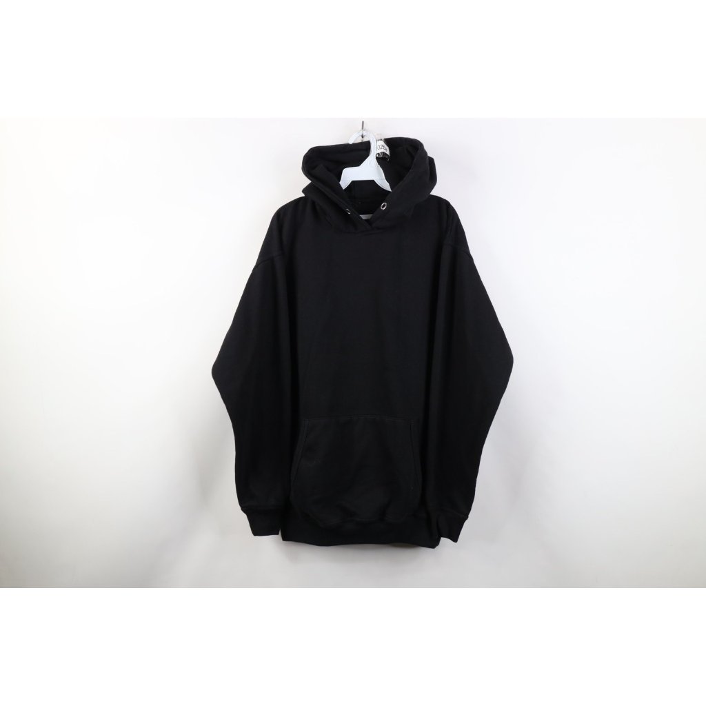 Vintage 90s Y2k Streetwear Mens Size Large Faded Blank Hoodie Sweatshirt Black